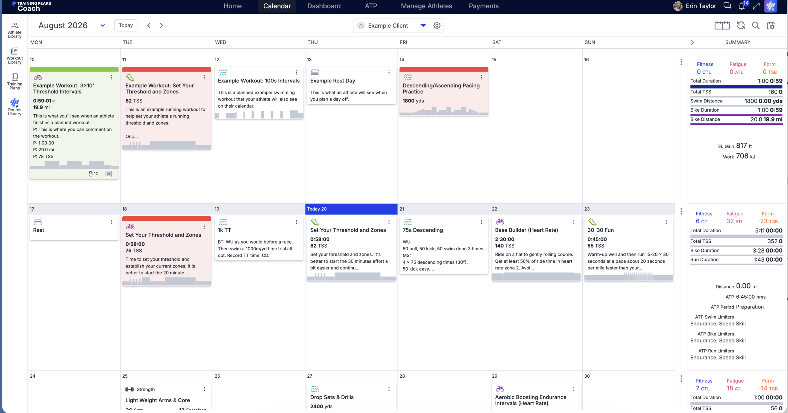 Training Peaks Coaching Page